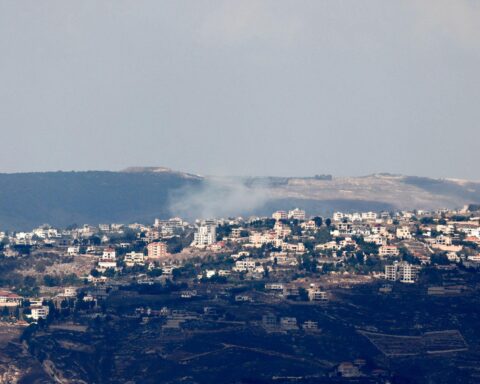 Smoke rising near Lebanon border during Middle East crisis escalation after Israeli strike