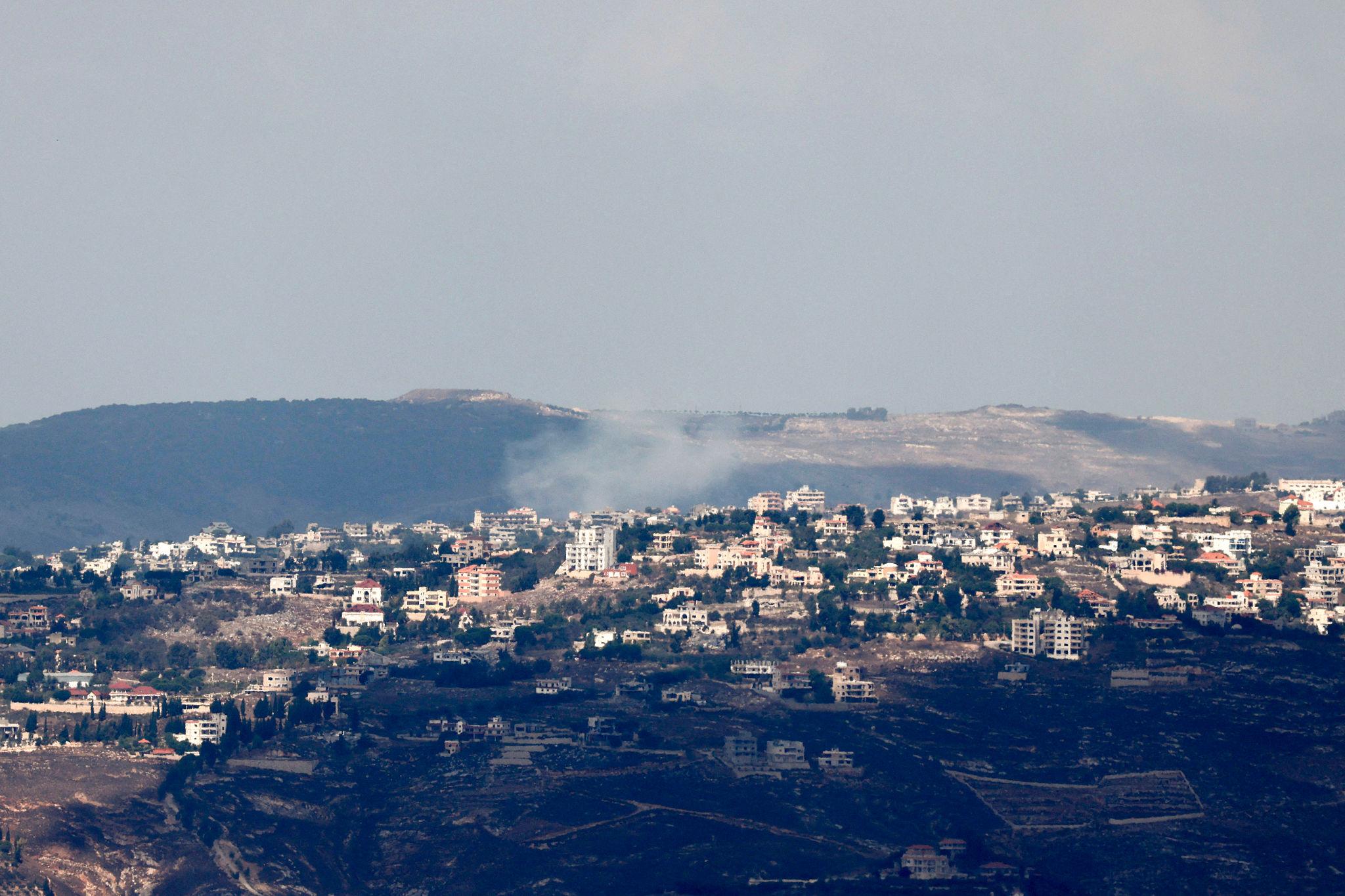 Smoke rising near Lebanon border during Middle East crisis escalation after Israeli strike