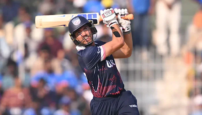 Namibia bowler in action during USA vs Namibia T20 clash