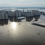 Russia extreme weather alert cars submerged in flooded streets
