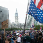 US Iran war protests in Times Square New York crowd demonstration