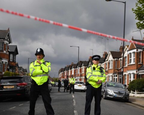 London Metropolitan Police officers during UK counter terrorism investigation operation