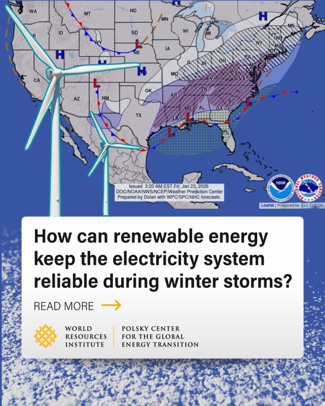 Renewable energy systems tested during the winter energy crisis in freezing conditions