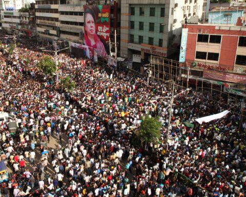 Bangladesh election results 2026 polling station in Dhaka with voters casting ballots