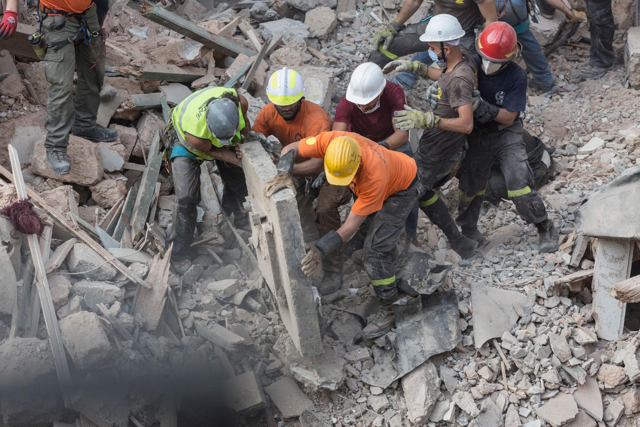 Lebanon civilian casualties aftermath showing destroyed buildings
