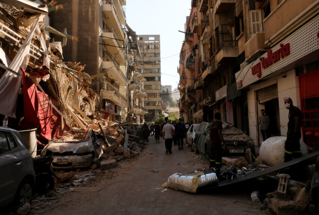Beirut explosion damage showing widespread destruction across urban area