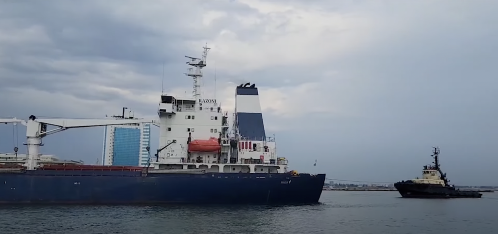 First grain ship departs Ukrainian port since Russian blockade