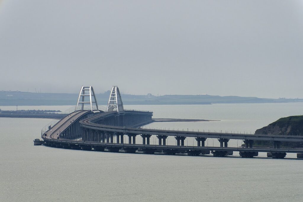 Crucial bridge joining Crimea to Russia takes a huge hit of explosion