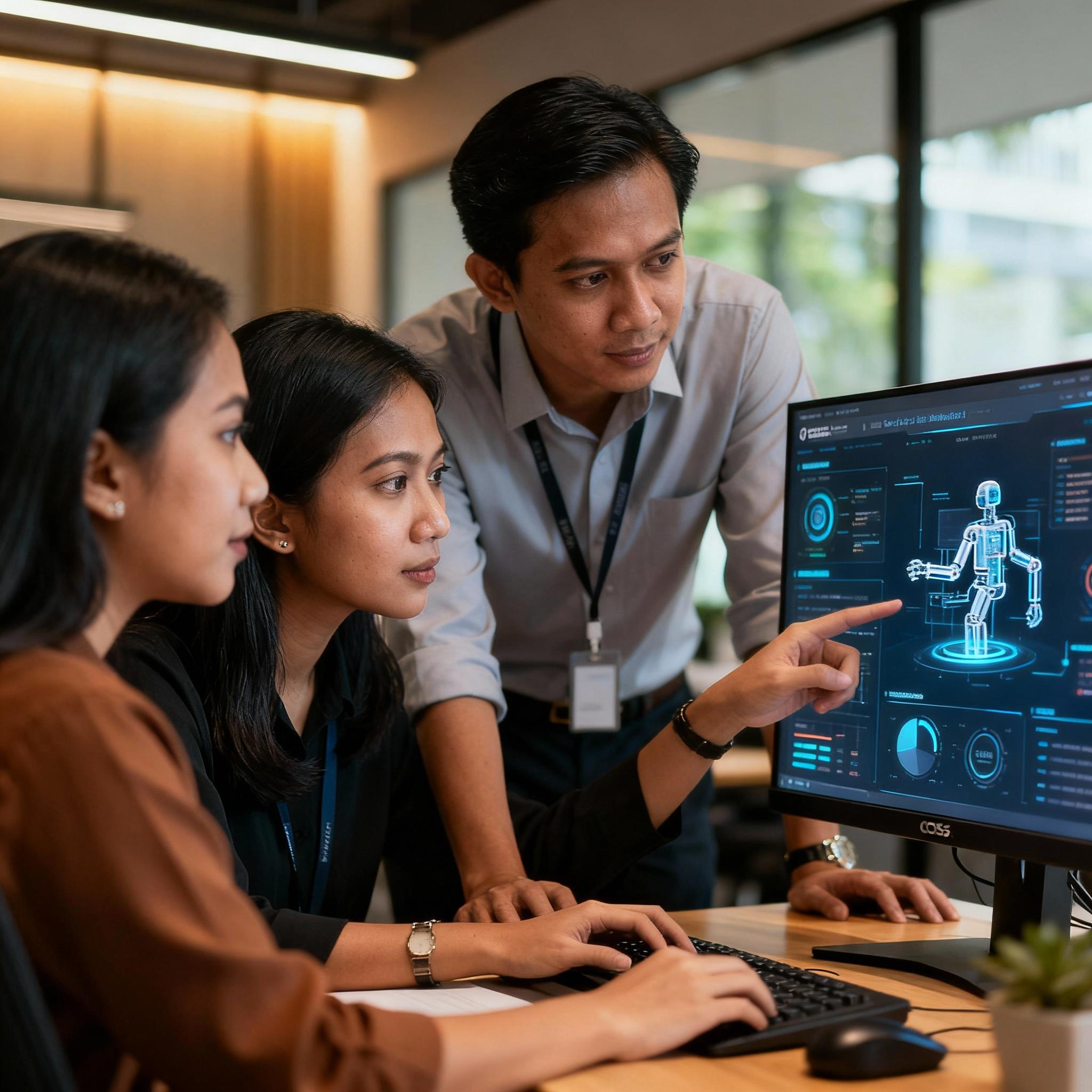 Software engineer using AI software automation tools for faster coding workflows
