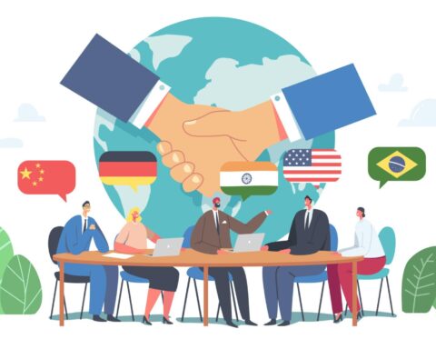 India US talks represented by India and US flags
