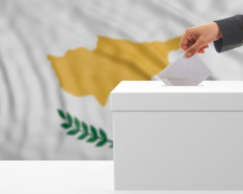 Political campaign posters during Cyprus parliament election