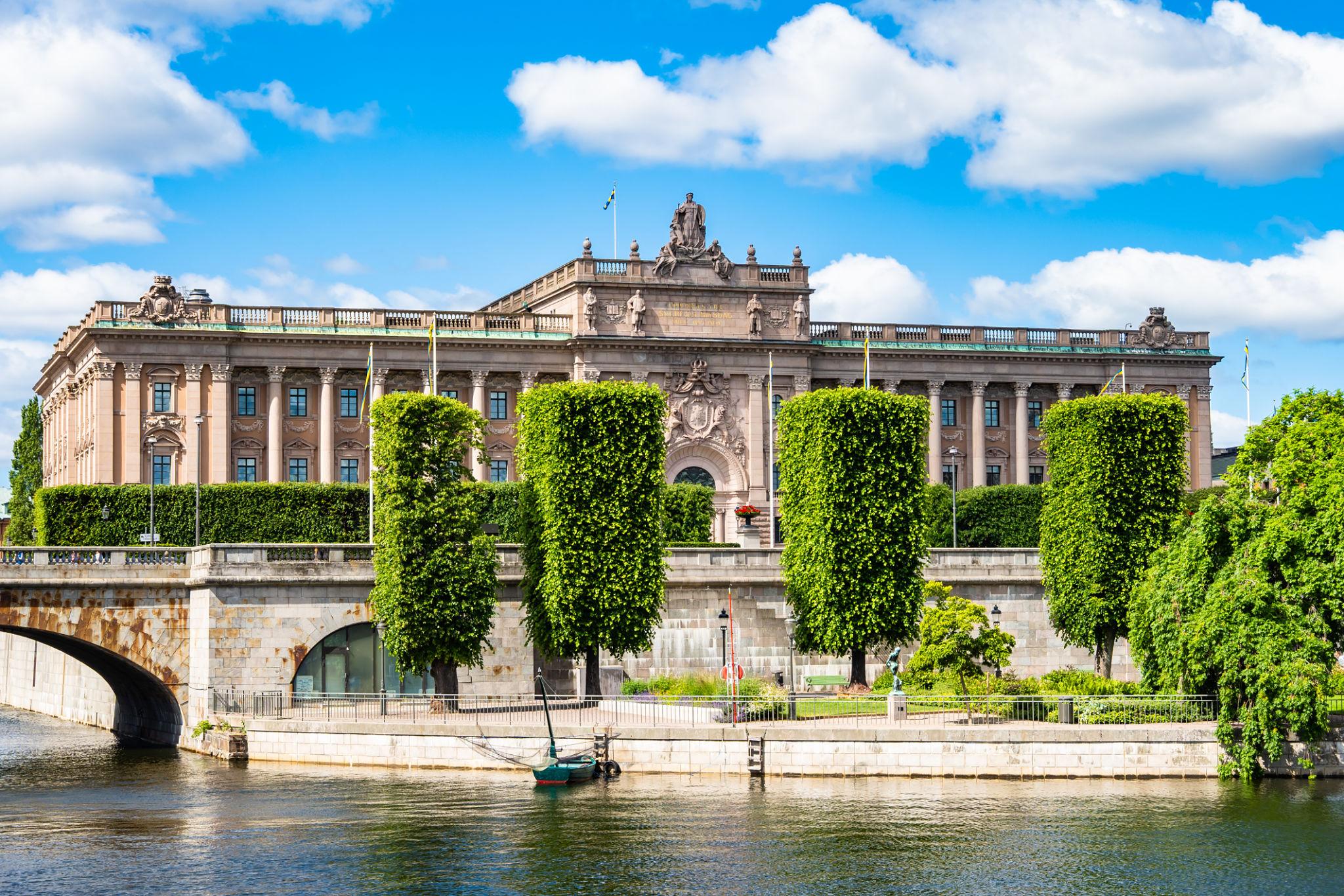 Swedish Parliament in Stockholm as lawmakers debate European crime policy and tougher sentencing reforms