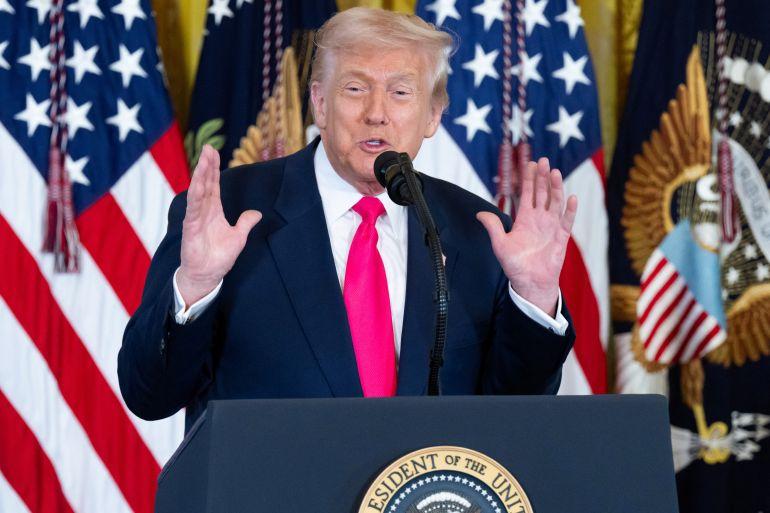 President Donald Trump following the Supreme Court Humphrey's Executor ruling on executive authority