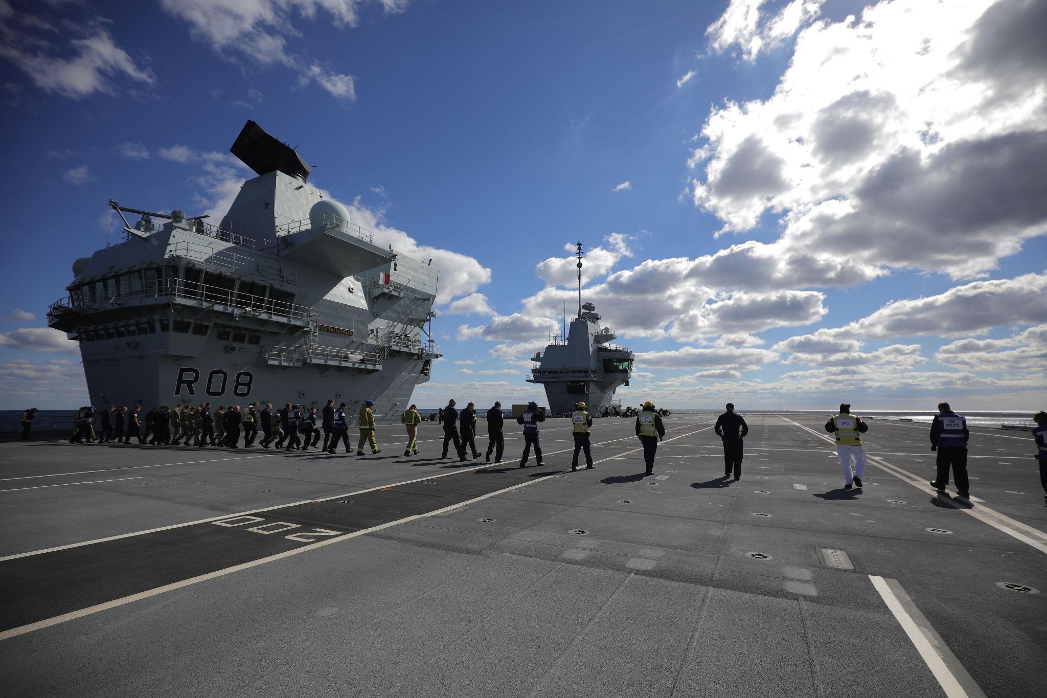 Royal Navy warship at sea during maritime security mission