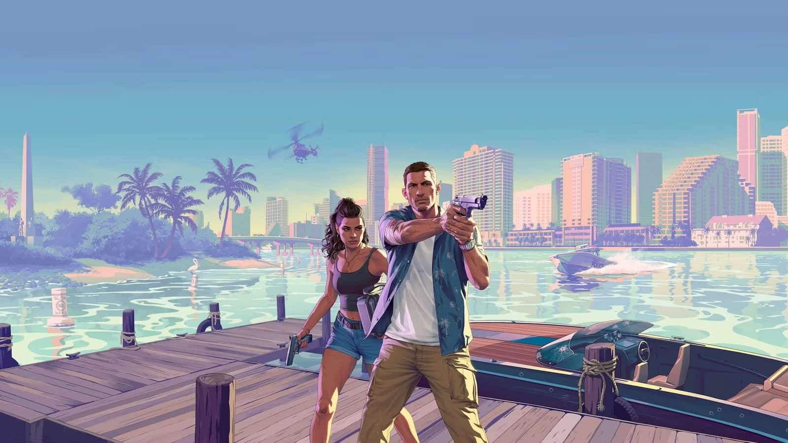 GTA 6 protagonists Jason and Lucia in Vice City