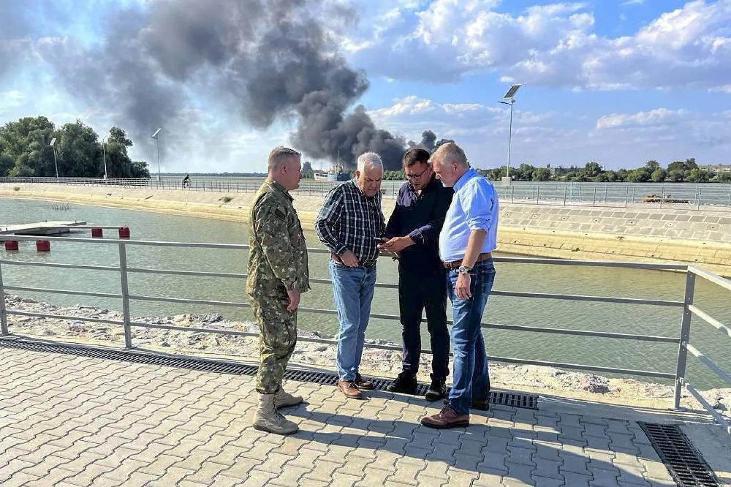Romania defence ministry explosive ordnance disposal team detonates Russian drone fragments found near the Ukraine border.