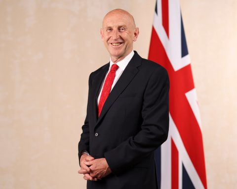 John Healey discussing the global defence bank
