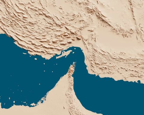 Cargo ship transiting the Strait of Hormuz