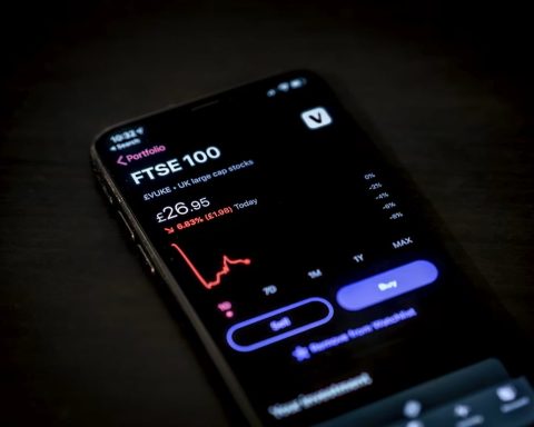 The FTSE 100 index in London