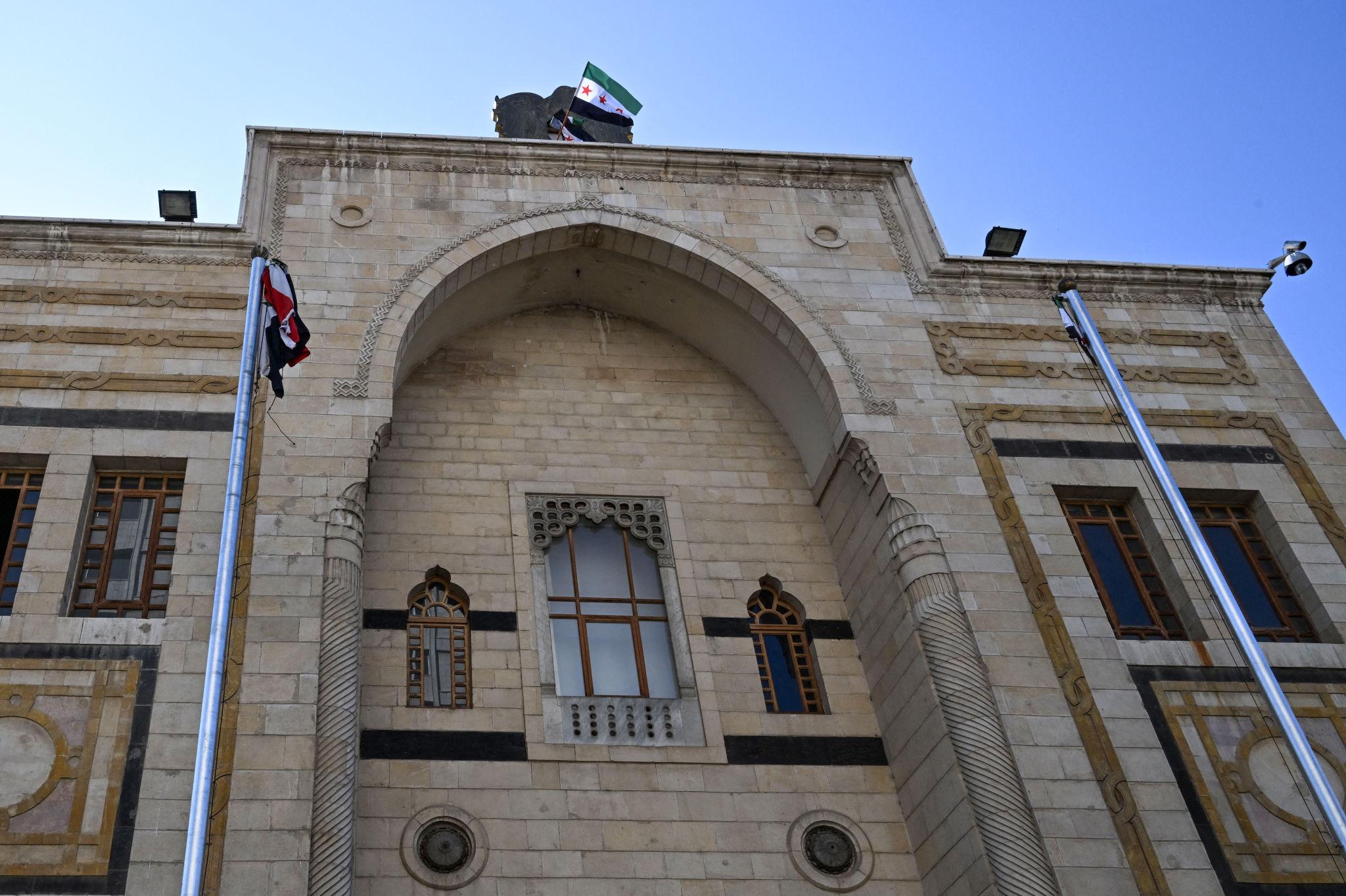 Syrian parliament building in Damascus ahead of the first session of the newly appointed legislature