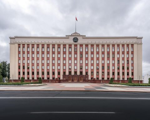 Belarus clemency decision as the Independence Palace in Minsk where presidential decrees are issued