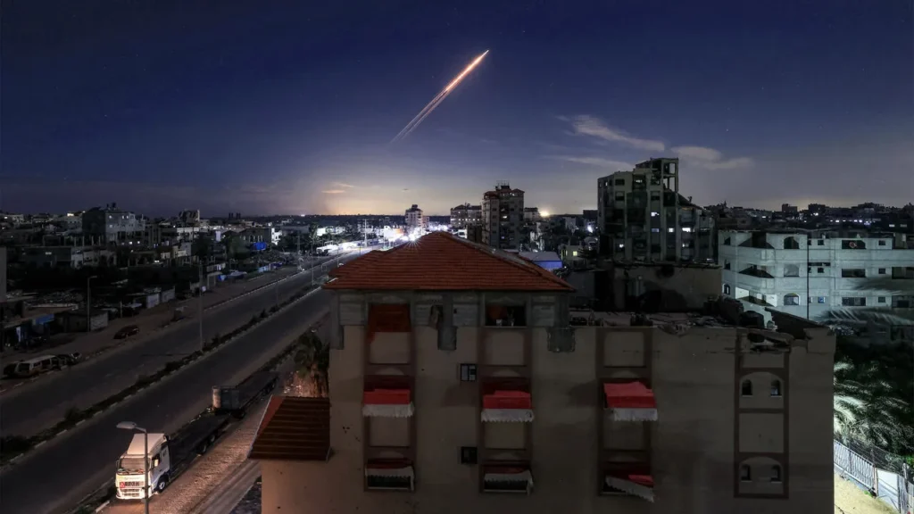 Saudi missile defense intercepting projectile during Saudi air base attack near Riyadh