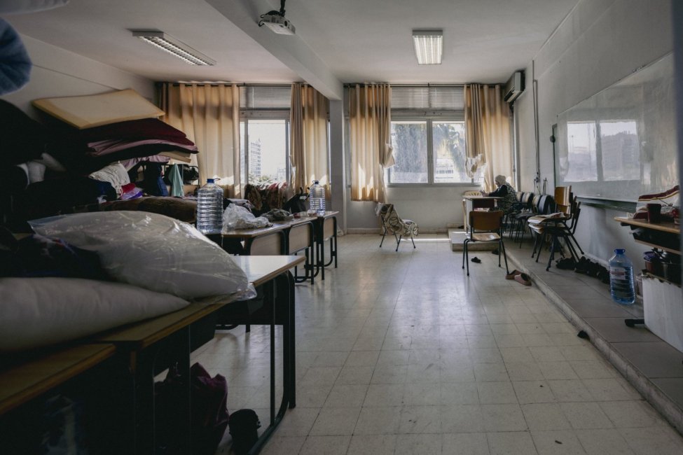 Middle East displacement emergency showing civilians evacuating border areas in Lebanon