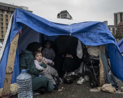 Middle East civilian displacement with civilians fleeing escalating Lebanon conflict