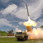 Middle East war risk air defense system launching interceptor missile