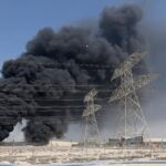 firefighters responding to UAE energy infrastructure attack at Abu Dhabi energy site