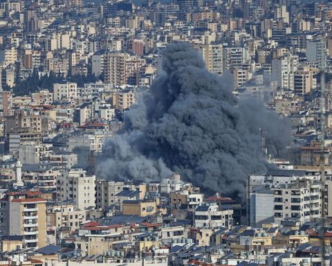 Israel military operation airstrike over Beirut Lebanon during nighttime strike
