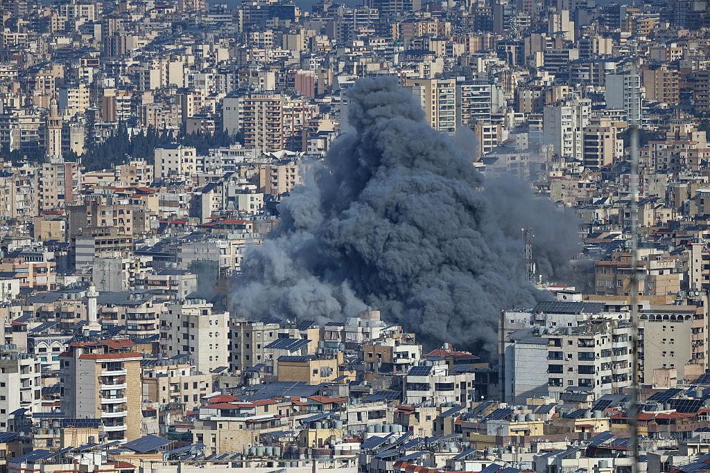 Israel military operation airstrike over Beirut Lebanon during nighttime strike