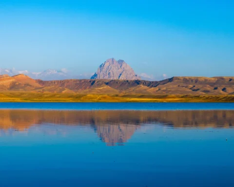 Nakhchivan Azerbaijan skyline during Turkiye Azerbaijan tensions in the South Caucasusc