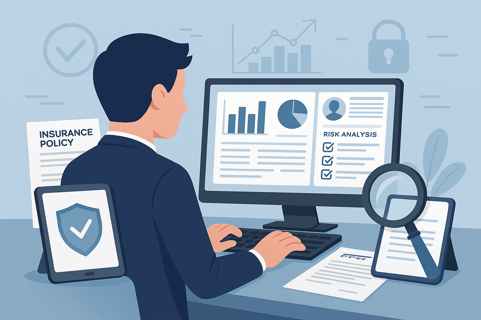 Analysts reviewing risk models in the specialty insurance market environment
