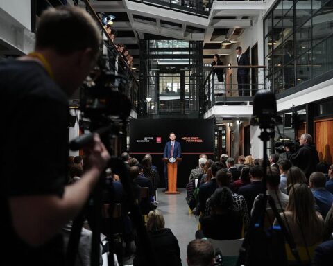 Prime Minister speaking in London 2026 after PM says aide linked to sex offender statement