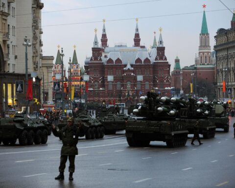 Vladimir Putin attends event amid Russia security concerns in Moscow