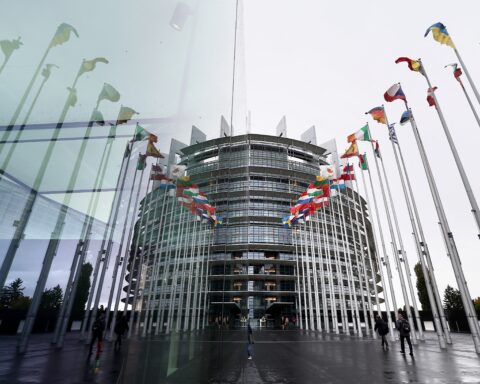 EU leaders discussing EU global defence strategy during security meeting