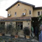 Northern Israel rocket interception shrapnel debris on street