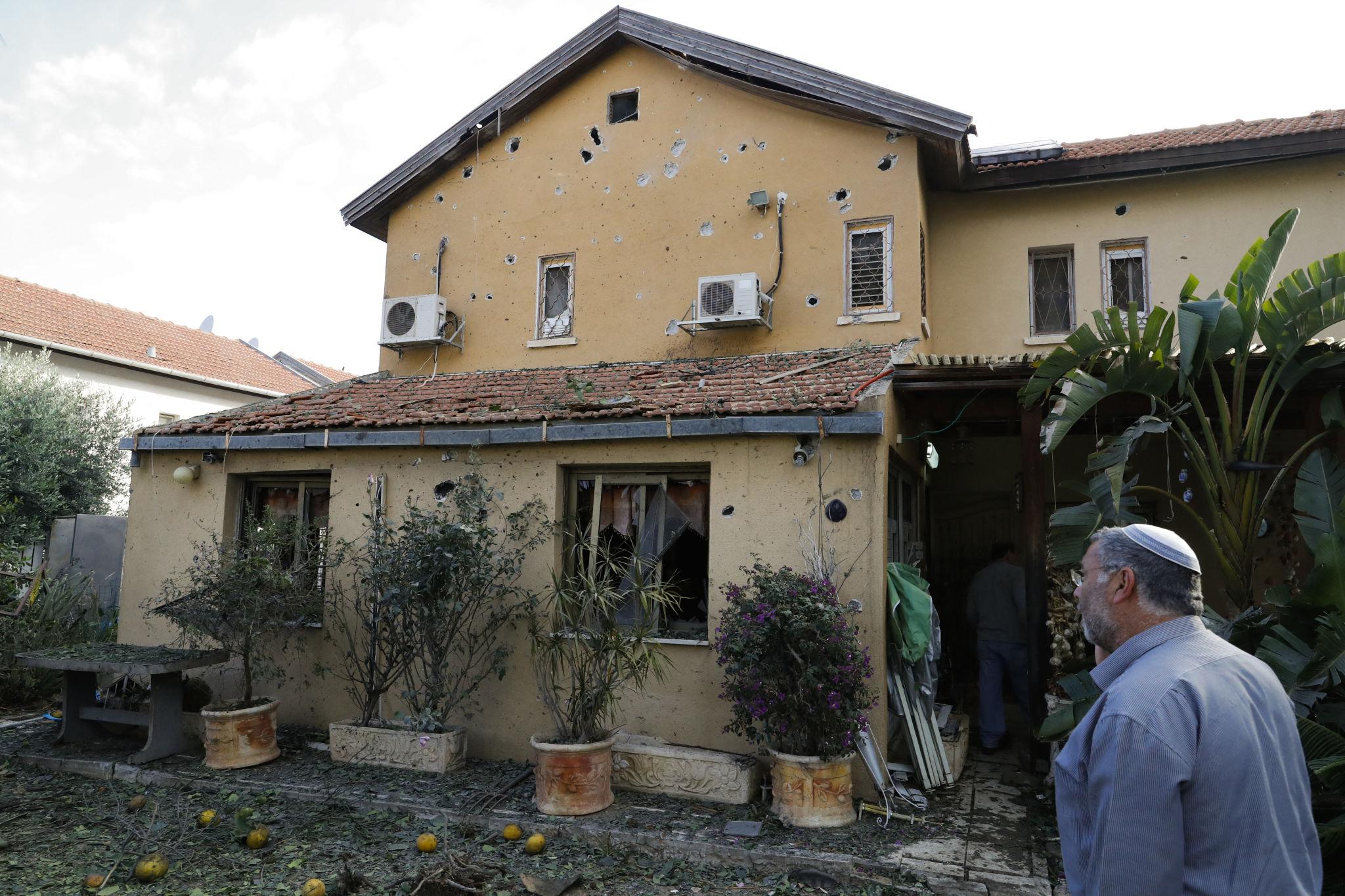 Northern Israel rocket interception shrapnel debris on street