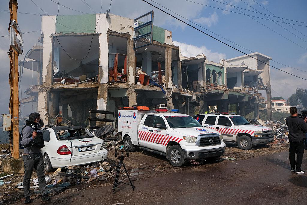 civilian infrastructure attack airstrike smoke southern Lebanon conflict