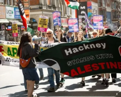 Hackney protesters demand welfare over warfare spending