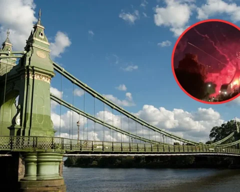 Hammersmith Bridge ablaze in illegal fireworks incident