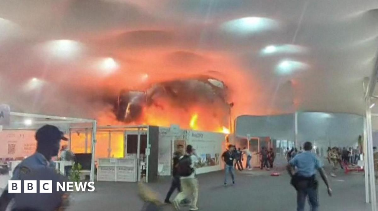 'Huge columns of smoke' BBC at the scene of fire at COP30