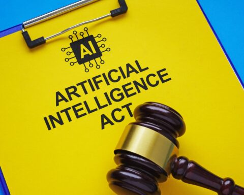 Europe AI policy warning concept with artificial intelligence digital brain visualization