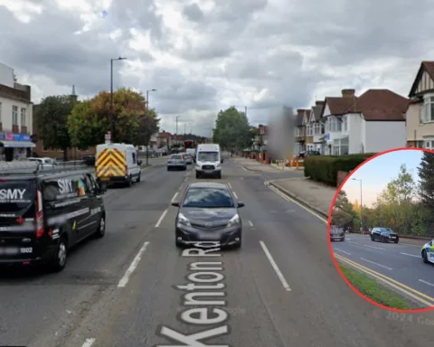 Kenton Road blocked after collision in Harrow tonight