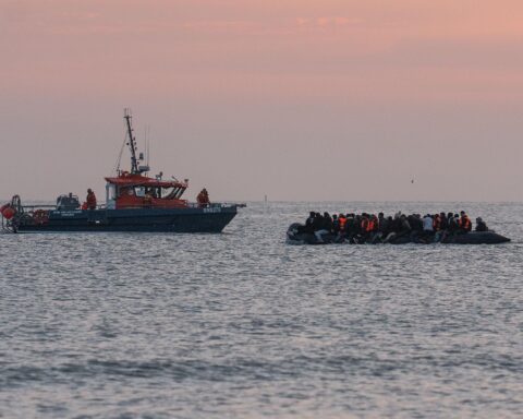 Migrants departing French coast amid the Channel migration crisis