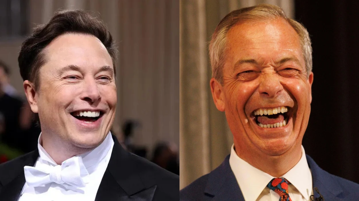 Nigel Farage and Elon Musk laughing