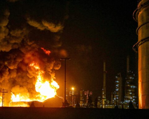 Thick smoke rising after Karaj oil depot explosion in Iran industrial area