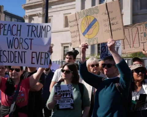 Protesters rally in Westminster against Trump administration