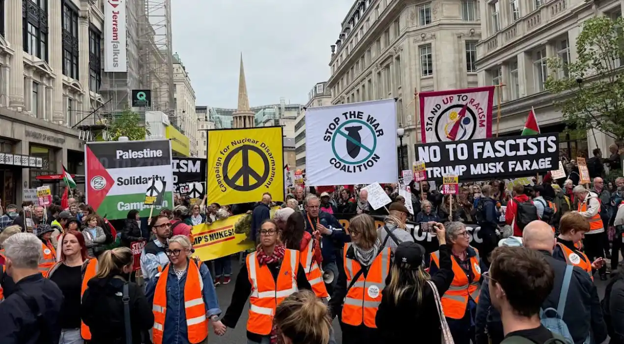Thousands rally in Parliament Square against Trump’s UK visit